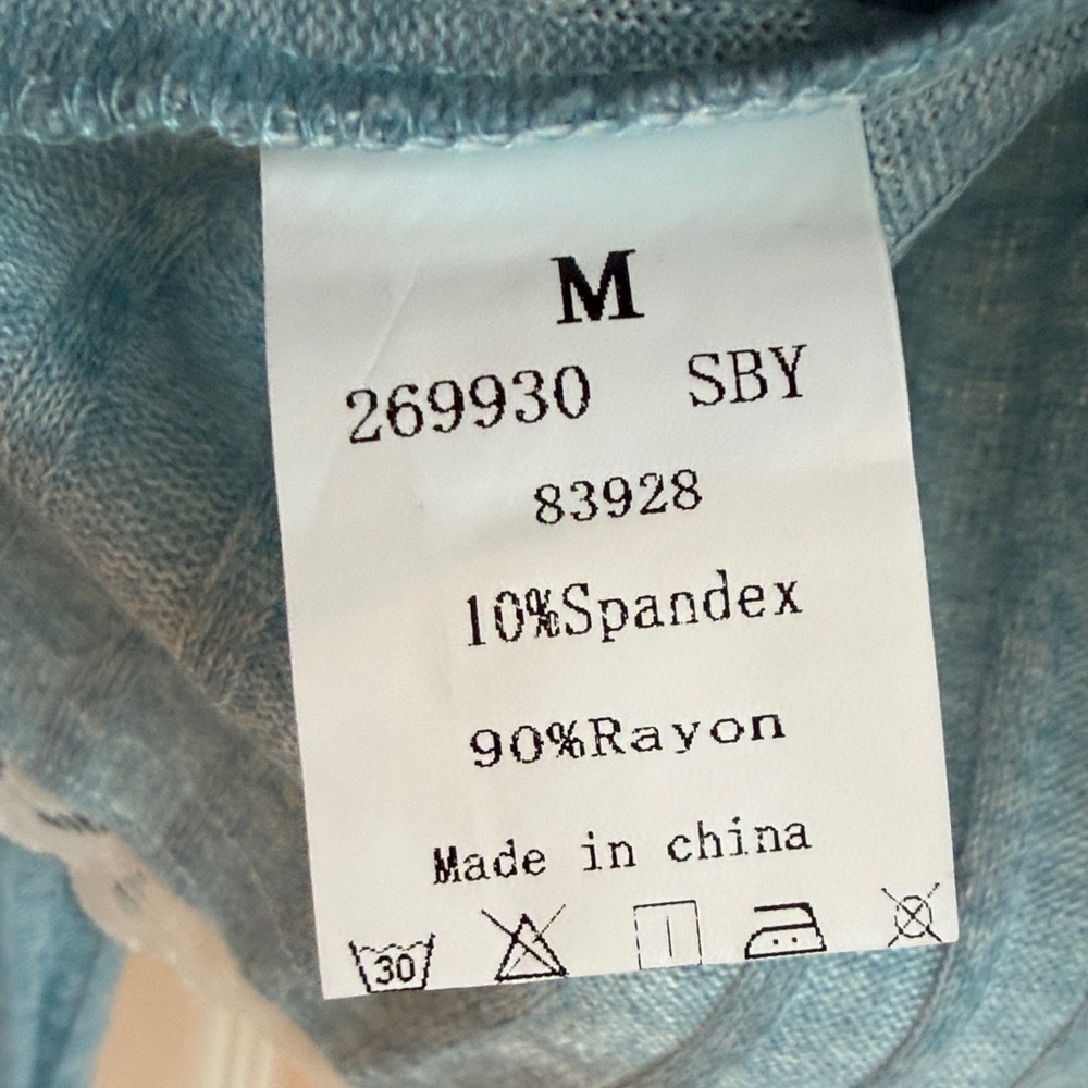 Flamingals NWT Sky Blue Lace Trim Ribbed Blouse - Picture 5 of 5